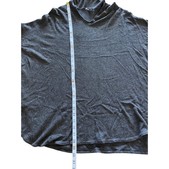 Eileen Fisher Women's Hooded Knit Sweater Tunic Poncho Italian Yarn Charcoal M/L - Picture 6 of 8